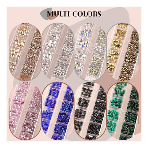 Belleboost Set De Uñas Con Cristales Dorados Y Diamantes De