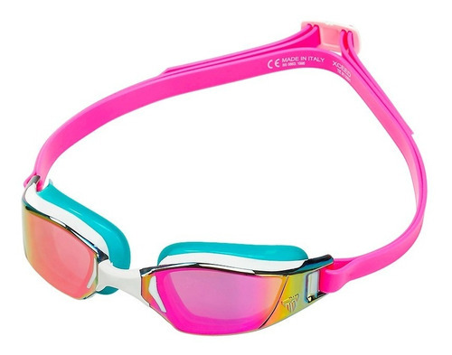 Óculos Natação Michael Phelps Xceed Titanium Profissional Cor Pink eTurquesa/ Lente Titanium Pink