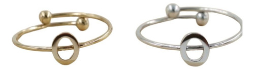2 Uds De Anillos Con Inicial Acero Inoxidable Vie Or O Ajustable