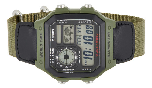 Reloj Casio Ae1200whb 3b Verde Clásico Cuarzo Digital