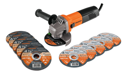 Esmeriladora Angular 4 1/2'' 800 W + 11 Discos Truper