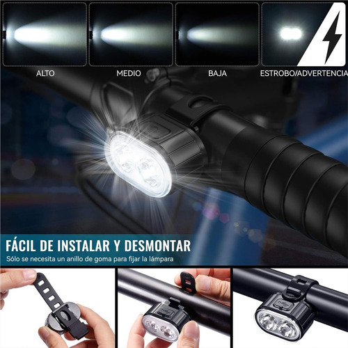 Combinación De Faro Y Luz Trasera De Bicicleta2 Luces Led