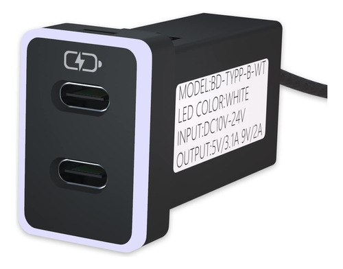 Cargador De Coche Para Toyota Usb C Cargador De Doble Puert.