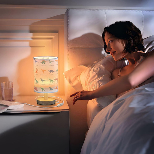 Lámpara De Mesa De Noche Con Diseño De Dinosaurio En Blanco