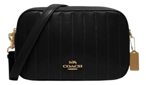 Bolsa Coach C1569 con marco dorado, correa de hombro negra, correa de hombro negra, correa de hombro negra, diseño de tela acolchada