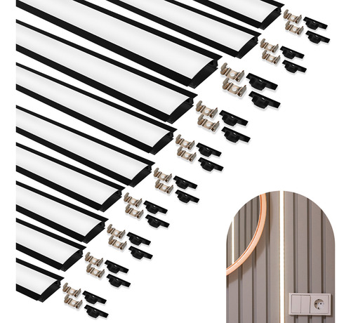 Kit 10 Metros Perfil Alumínio Embutir Slim P/ Fita Led