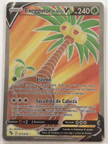 Pokémon Tcg Exeggutor De Alola V 071/078 Full Art (español)