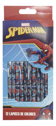 Set X12 Lápices De Colores Spiderman Marvel Oficial Escolar