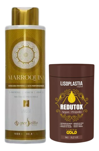 1 Escova Marroquina Passo Único 1l + 1 Rdtx Liso Marrom 1kg