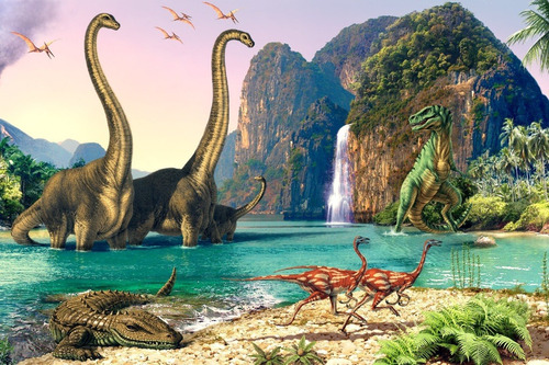 Imagen 2 de 6 de Rompecabezas 100 Piezas Diseño Paisaje Jurásico