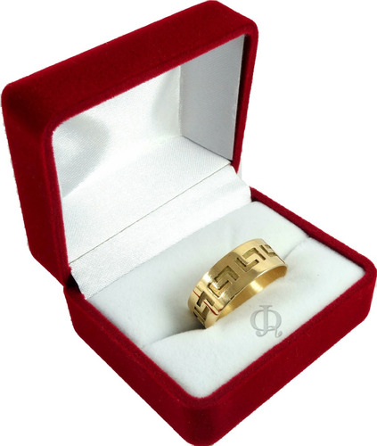 Anillo Oro 18k Guarda Griega Maciza 8mm A213 Jr Joyas