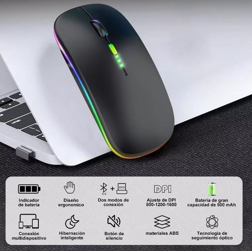 Mouse Inalambrico Recargable Dual Mode Bluetooth 5.2 + 2.4g