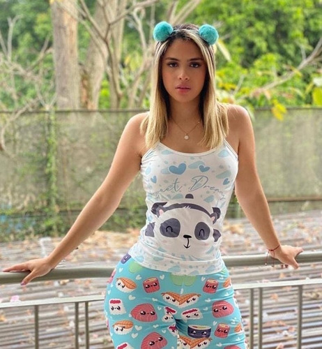 Pijama Para Dama,  Panda Con Musica, Vestidito Y Blusa 