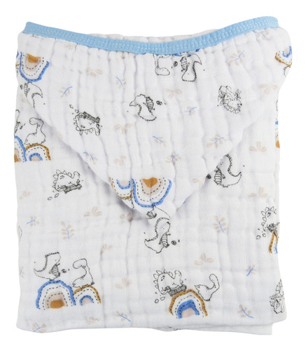 Toalhão De Banho Papi Mami Soft Premium C/ Capuz Dino