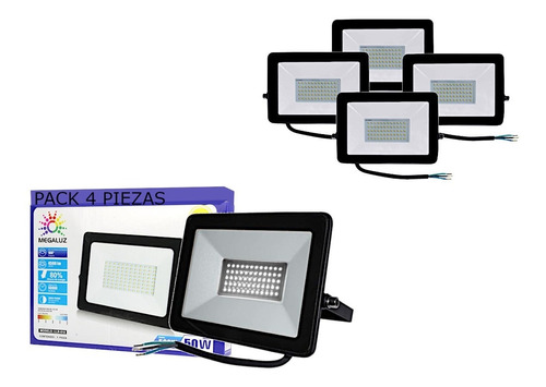 Reflector Led 50w/500w Uso Exterior Proteccion Ip66 4 Piezas