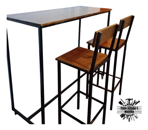 Barra Desayunadora Industrial Hierro Madera