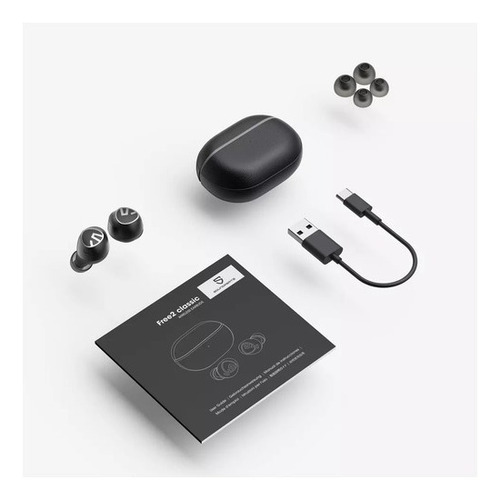 Imagen 2 de 6 de Auriculares in-ear gamer inalámbricos Soundpeats Free2 Classic negro con luz LED