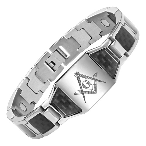 Pulsera De Titanio Para Hombre Masonicman Con Logotipo Masón