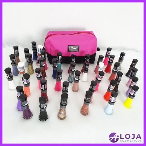 Imagem 4 de 10 de Kit Esmaltes Nati Colorfix Com Necessaire - 42 Cores Atacado