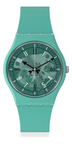 Reloj Swatch Photonic Turquoise So28g108 Correa Azul Bisel Azul Fondo Azul