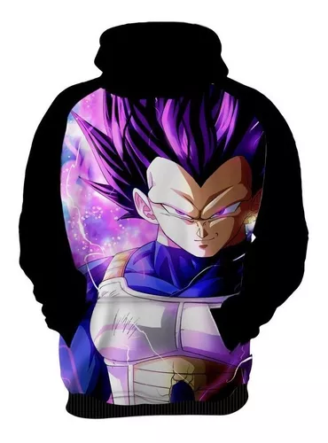 Blusa De Frio Moletom Canguru Com Capuz Desenho Vegeta