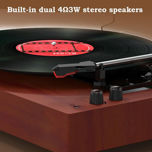 Reproductor De Discos De Vinilo Portátil Retro Con Bluetooth