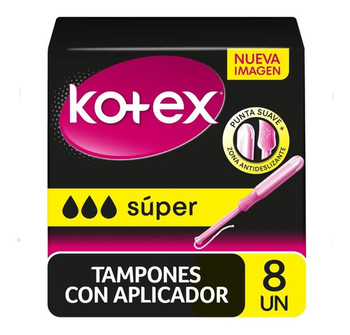 Tampones Kotex Con Aplicador Súper 8 Un