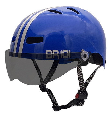 Capacete Br 101 Urbano Profissional Azul Vision Fume M