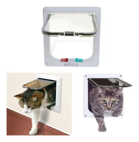 Puerta Para Gatos Con Cierre De 4 Vías Para Puertas Interior