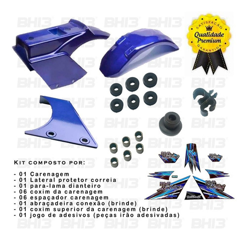 Kit Carenagem Adesivos Coxim Walk Machine Original - Azul