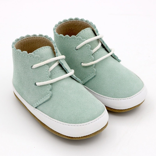Zapatos De Bebé, 100% Cuero, Gamuza Verde Agua, Titibú