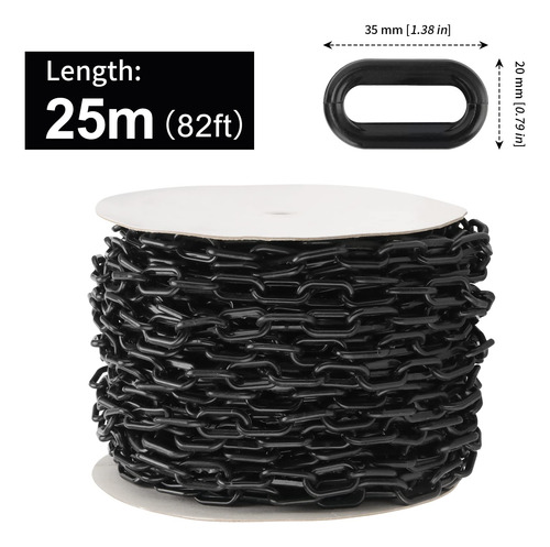 Cadena De Plástico De Rollo 6mm×25m Carrete Color Negro