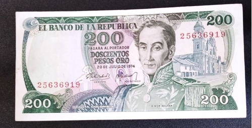 Billete De 200 Pesos Año 1974 Estado 7.5, Primera Fecha 