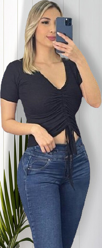 Blusa Casual, Top Para Dama De Jareta, Se Ajusta El Largo