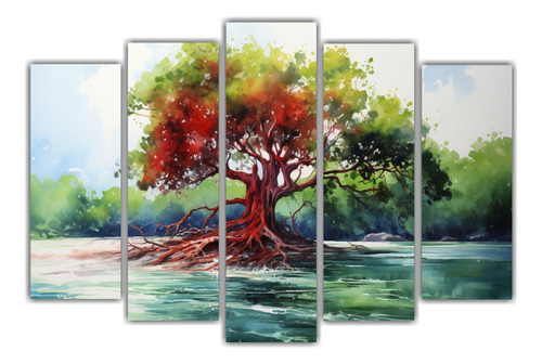 125x75cm Cuadro Abstracto: Textura Árbol De Mangle Verde Y
