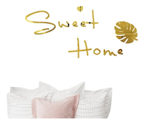 Sticker Vinilo En Acrílico Frase: Sweet Home. 80 X 37 Cm