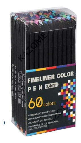 Lapices Tiralínea Fineliner 0,4mm 60 Colores Punta Fina 