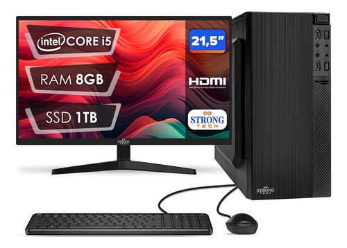 Pc Computador Completo I5 8gb Ssd 1tb Mon 21,5 Strong Tech