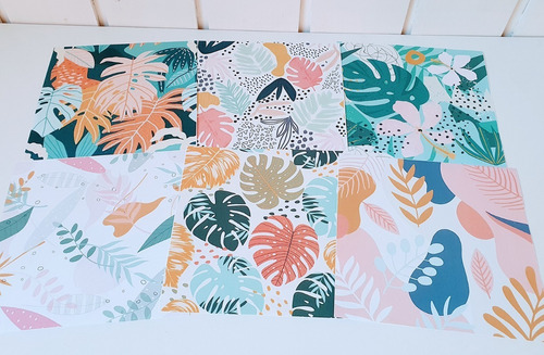 Imagen 1 de 6 de Decoupage Laminas Set Tropical Moderno Rosa X 6 Laura Craft
