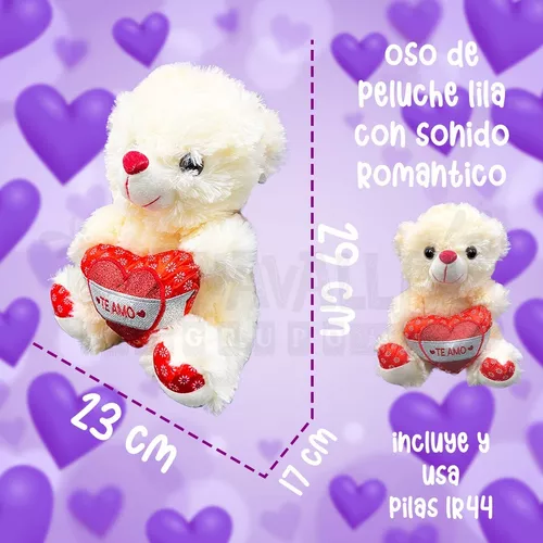 Oso Peluche Corazón Rojo Te Amo Sonido Regalo Valentín