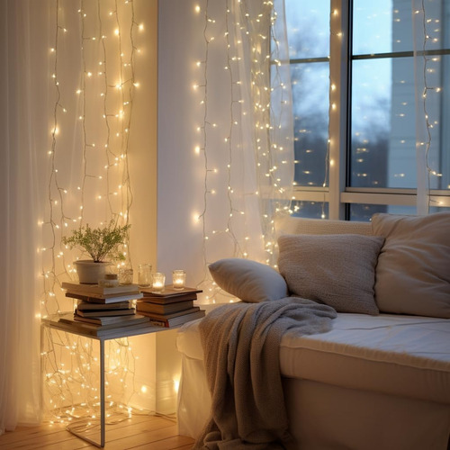 Cadena De Luces 100 Led Blancas Para Árbol De Navidad