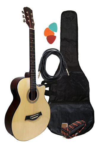 Guitarra Electroacústica Acero Fk40m N + Funda + Capo