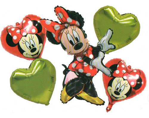 Globos Set 5pz Minnie Mouse Happy Birthday Cumpleaños