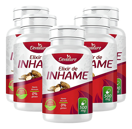 Elixir De Inhame 500mg 100 Cápsulas Denature 5 Potes