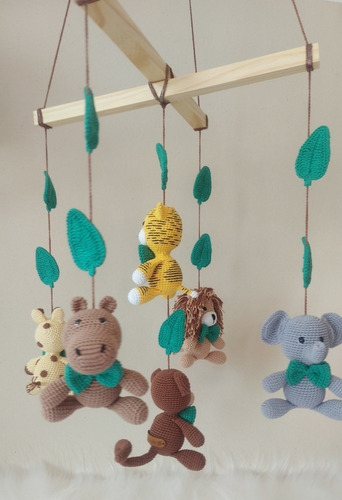 Mobile De Teto Safari Baby Em Amigurumi - Personalizado