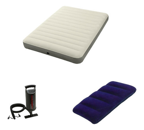 Combo Colchon Mediano Inf Camping+ Almohada Inf+ Inflador Mm