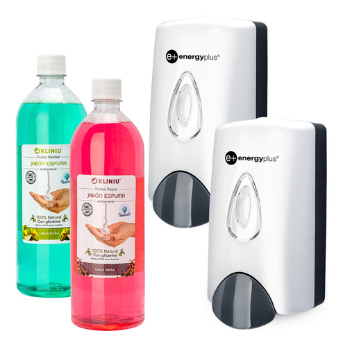 Kit: 2 Dispensadores + 2 Jabones Espuma Antibact 1000ml