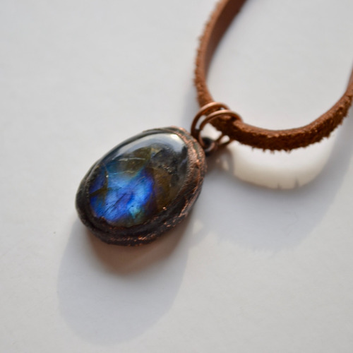 Imagen 3 de 9 de Collar Piedra Energetica Labradorita Azul, Meditacion Cod1