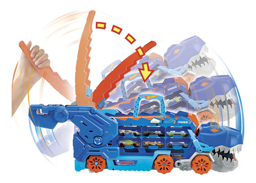 Hot Wheels City Pista De Juguete Súper Remolque De T-rex Multicolor