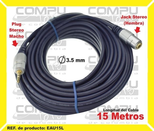 Cable Plug- Jack 3.5mm Stereo 15 M Ref: Eau15l Computoys Sas